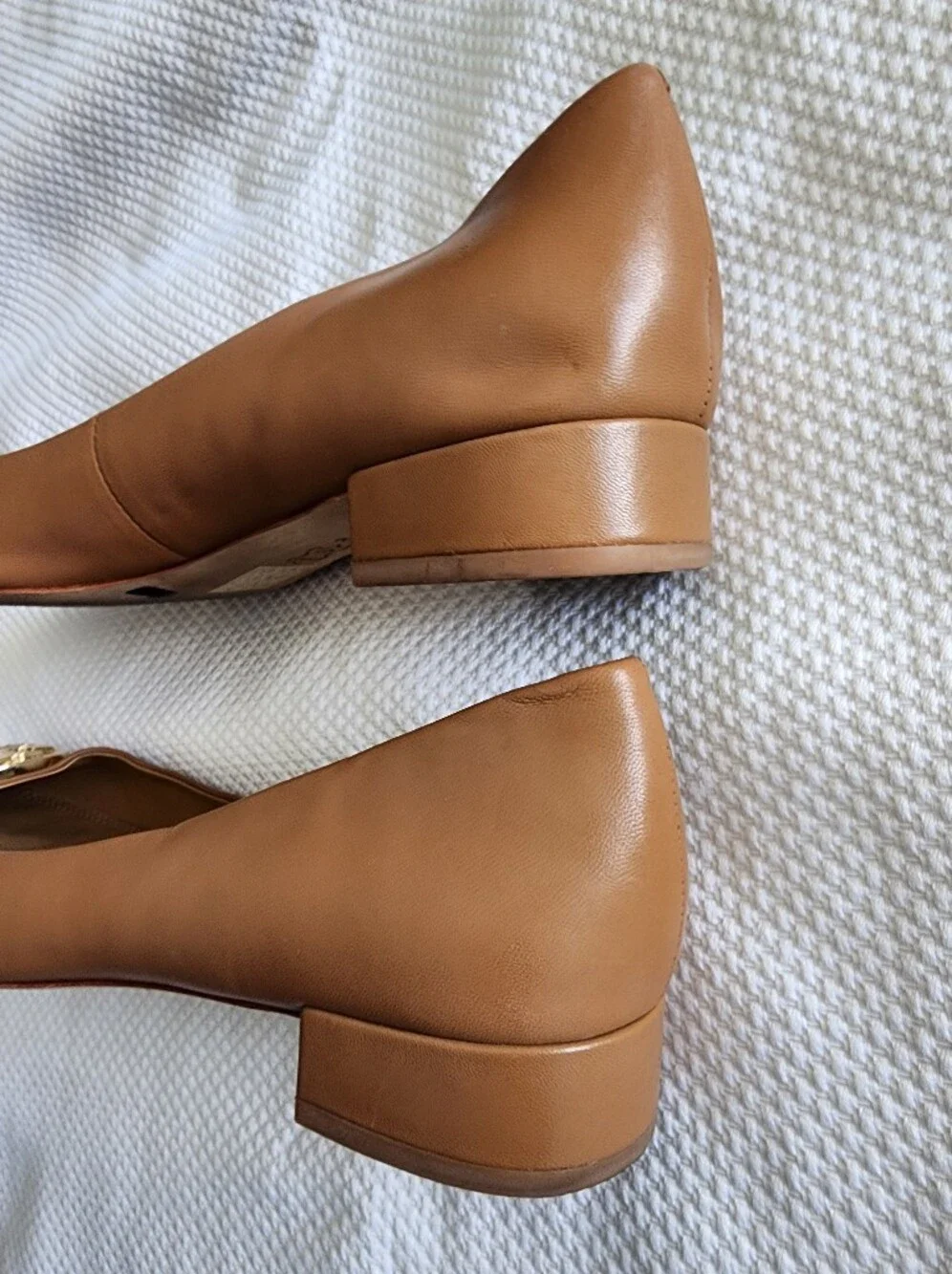 Tory Burch Brown Leather Logo Ballet Flats